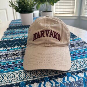 Classic Harvard Baseball Dad Hat - One Size Fits All - Tan with Maroon letters